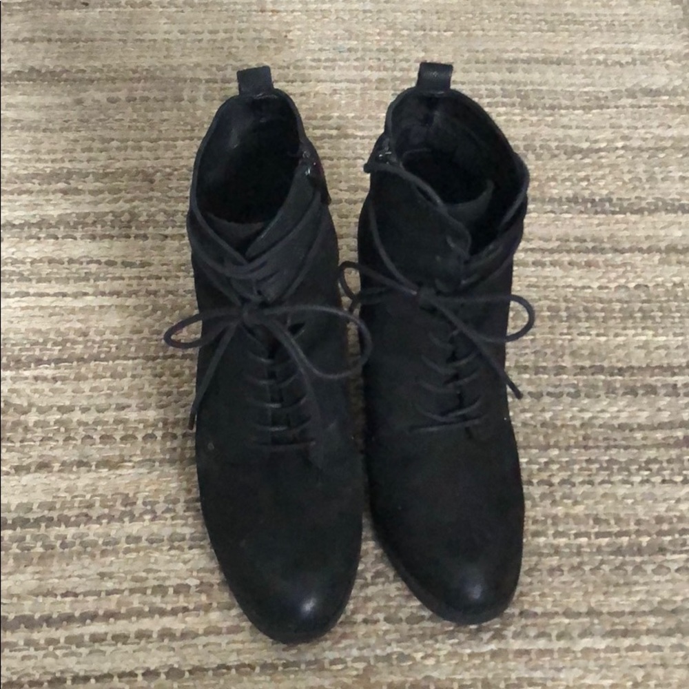 ALDO Black Suede Heeled Booties Size 8.5 / Eur 39